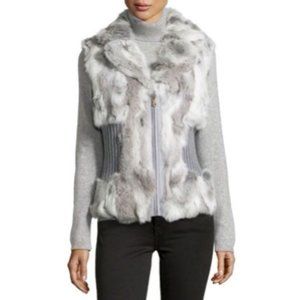 Metric Knits Real Rabbit Fur Vest Knit Waist Small